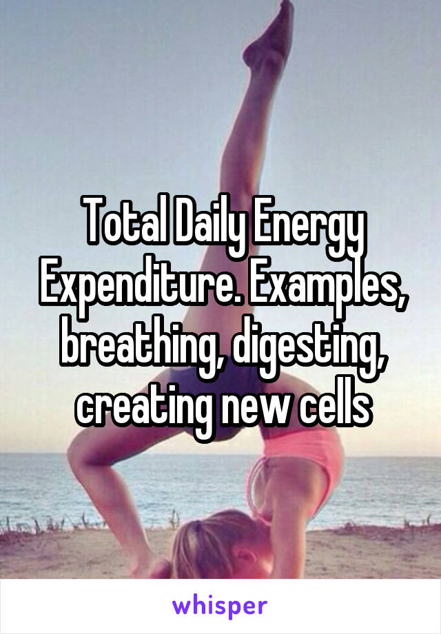 Total Daily Energy Expenditure. Examples, breathing, digesting, creating new cells