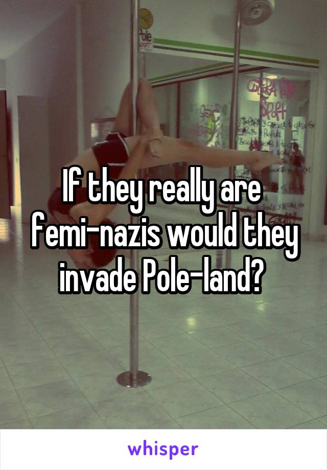 If they really are 
femi-nazis would they invade Pole-land? 