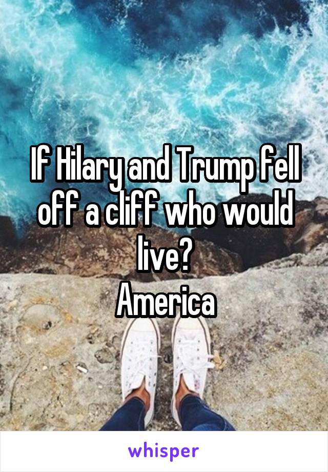 If Hilary and Trump fell off a cliff who would live?
America