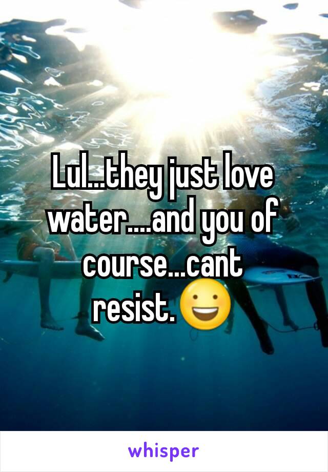 Lul...they just love water....and you of course...cant resist.😃