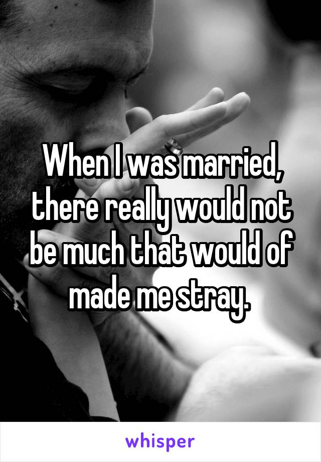 When I was married, there really would not be much that would of made me stray. 