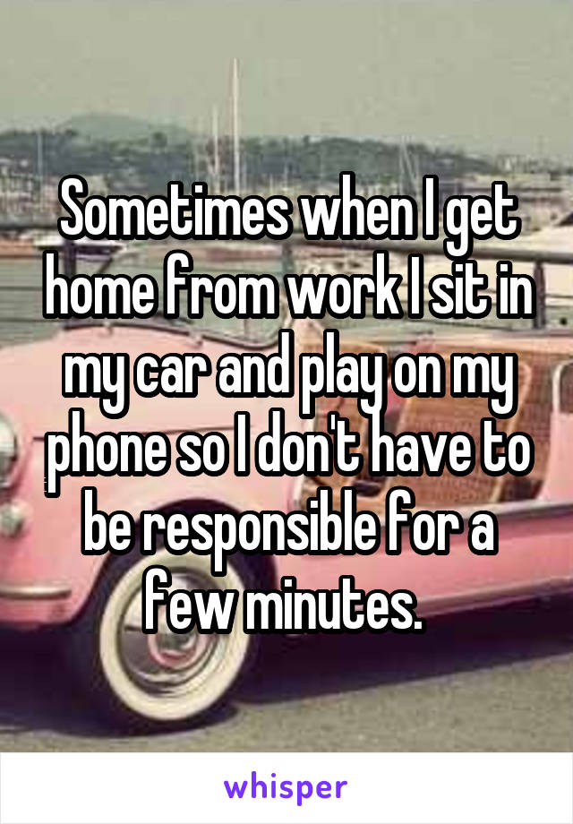 Sometimes when I get home from work I sit in my car and play on my phone so I don't have to be responsible for a few minutes. 