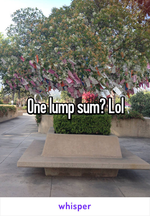 One lump sum? Lol