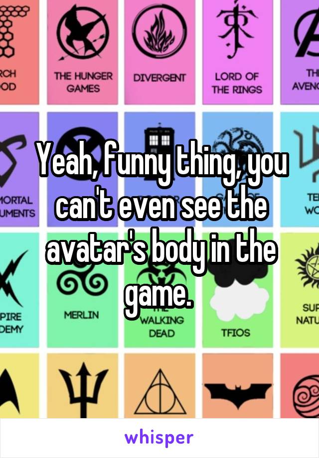 Yeah, funny thing, you can't even see the avatar's body in the game. 