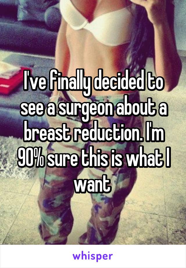 I've finally decided to see a surgeon about a breast reduction. I'm 90% sure this is what I want 