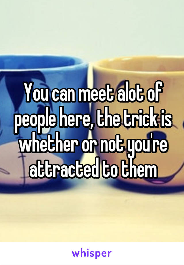 You can meet alot of people here, the trick is whether or not you're attracted to them