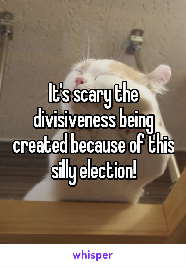 It's scary the divisiveness being created because of this silly election!