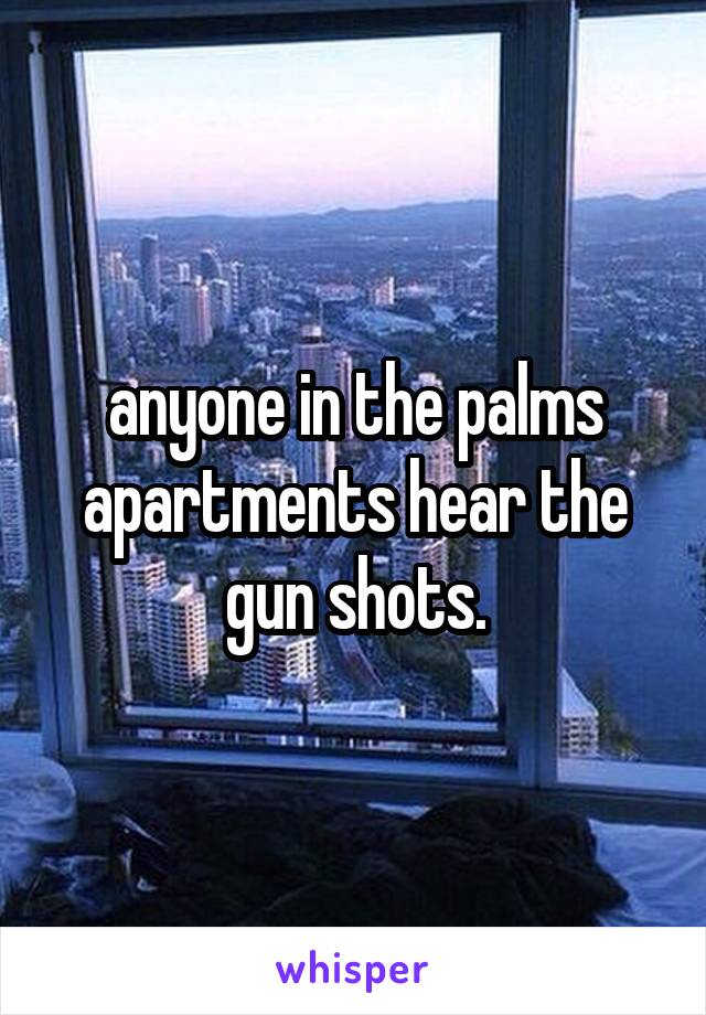 anyone in the palms apartments hear the gun shots.