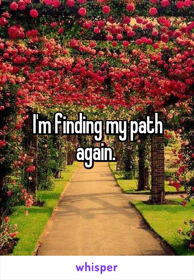 I'm finding my path again. 