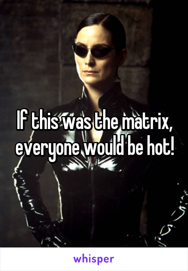 If this was the matrix, everyone would be hot!