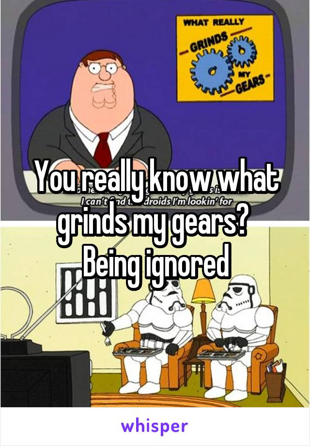 You really know what grinds my gears? 
Being ignored