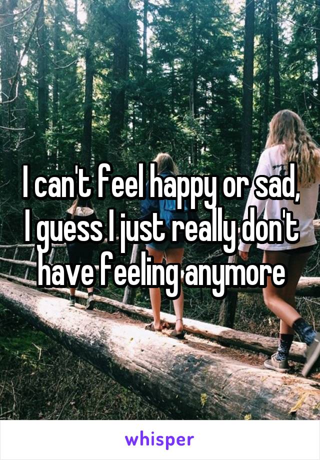 I can't feel happy or sad, I guess I just really don't have feeling anymore