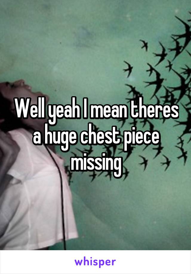 Well yeah I mean theres a huge chest piece missing