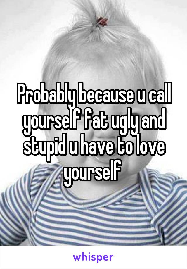Probably because u call yourself fat ugly and stupid u have to love yourself 