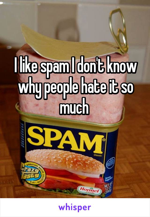 I like spam I don't know why people hate it so much 

