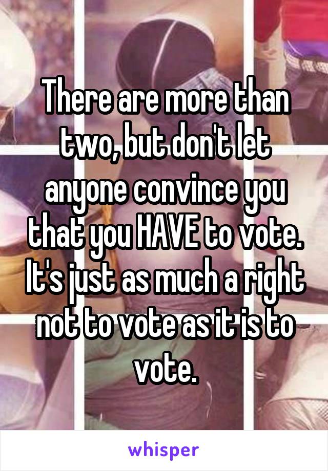 There are more than two, but don't let anyone convince you that you HAVE to vote. It's just as much a right not to vote as it is to vote.