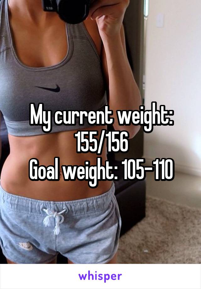 My current weight: 155/156
Goal weight: 105-110