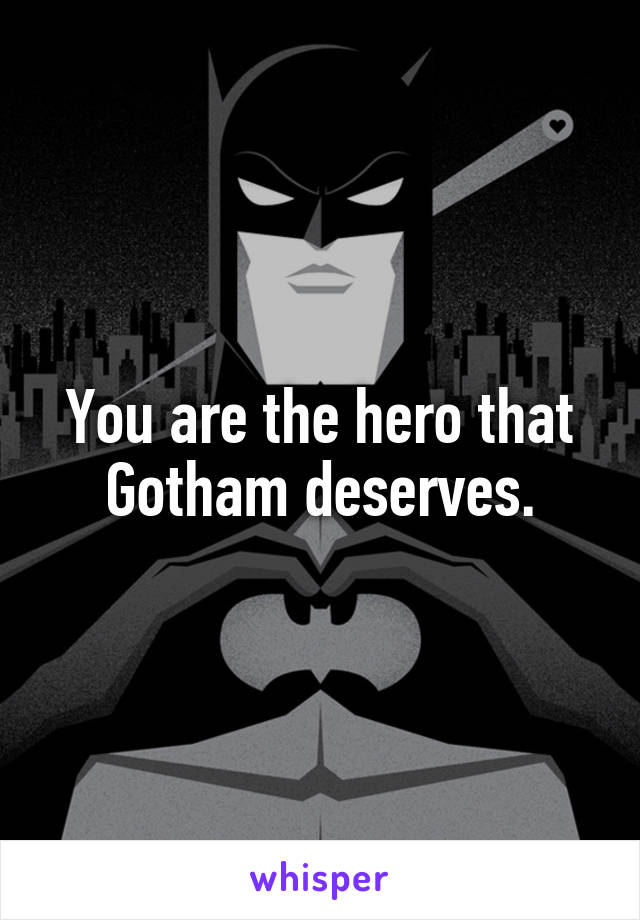 You are the hero that Gotham deserves.