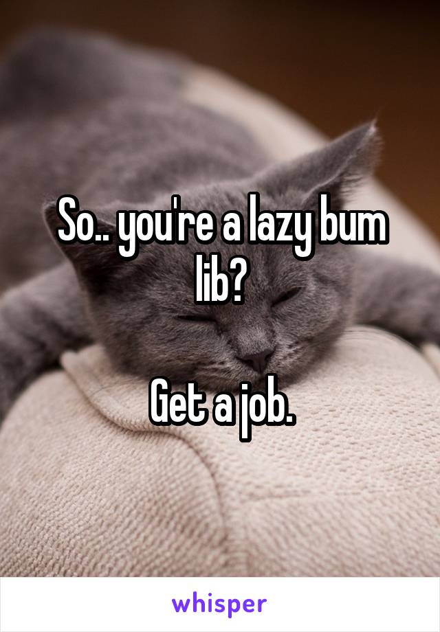So.. you're a lazy bum lib?

Get a job.