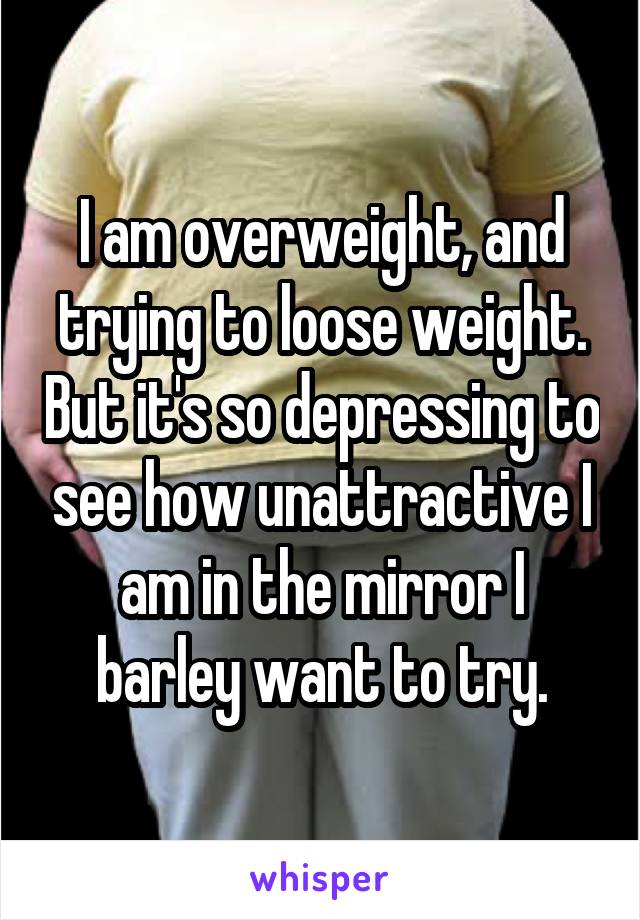 I am overweight, and trying to loose weight. But it's so depressing to see how unattractive I am in the mirror I barley want to try.