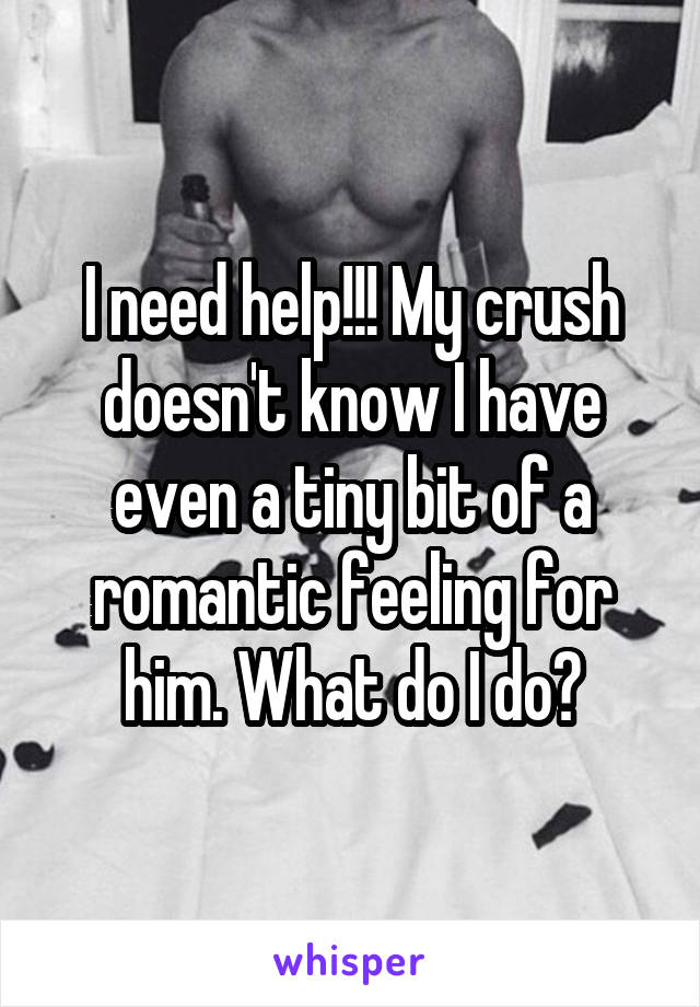 I need help!!! My crush doesn't know I have even a tiny bit of a romantic feeling for him. What do I do?