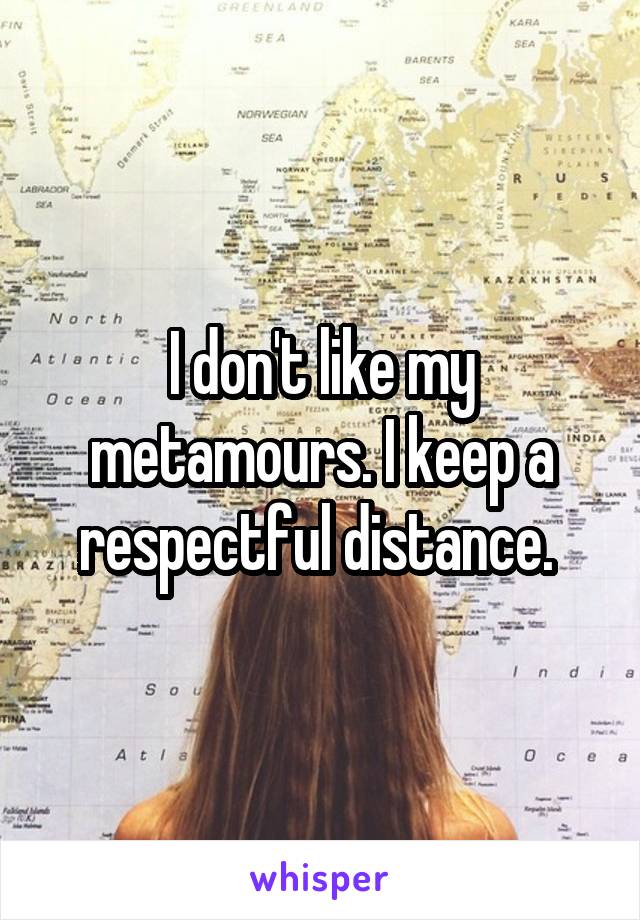 I don't like my metamours. I keep a respectful distance. 
