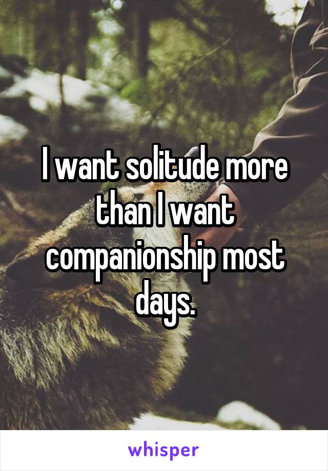 I want solitude more than I want companionship most days.