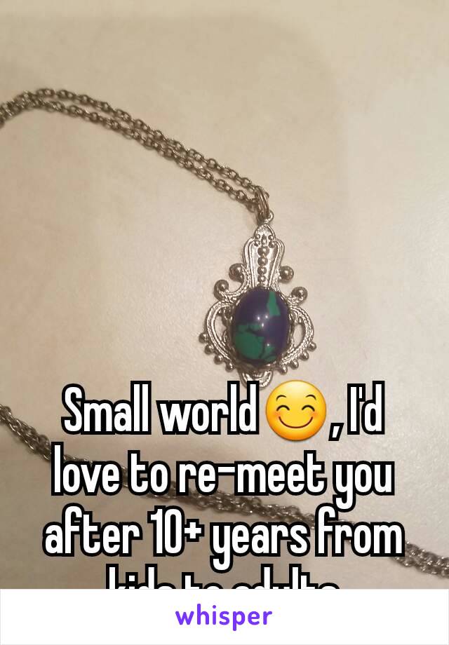 Small world😊, I'd love to re-meet you after 10+ years from kids to adults