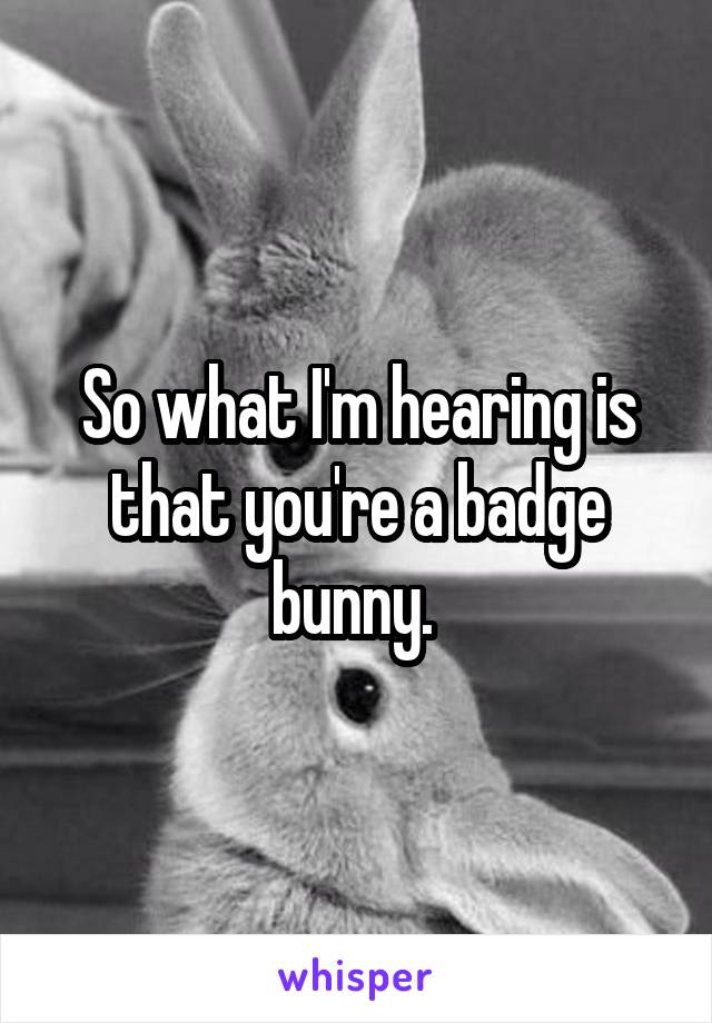 So what I'm hearing is that you're a badge bunny. 
