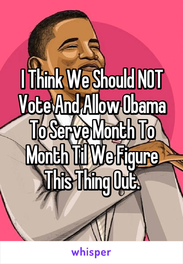 I Think We Should NOT Vote And Allow Obama To Serve Month To Month Til We Figure This Thing Out.