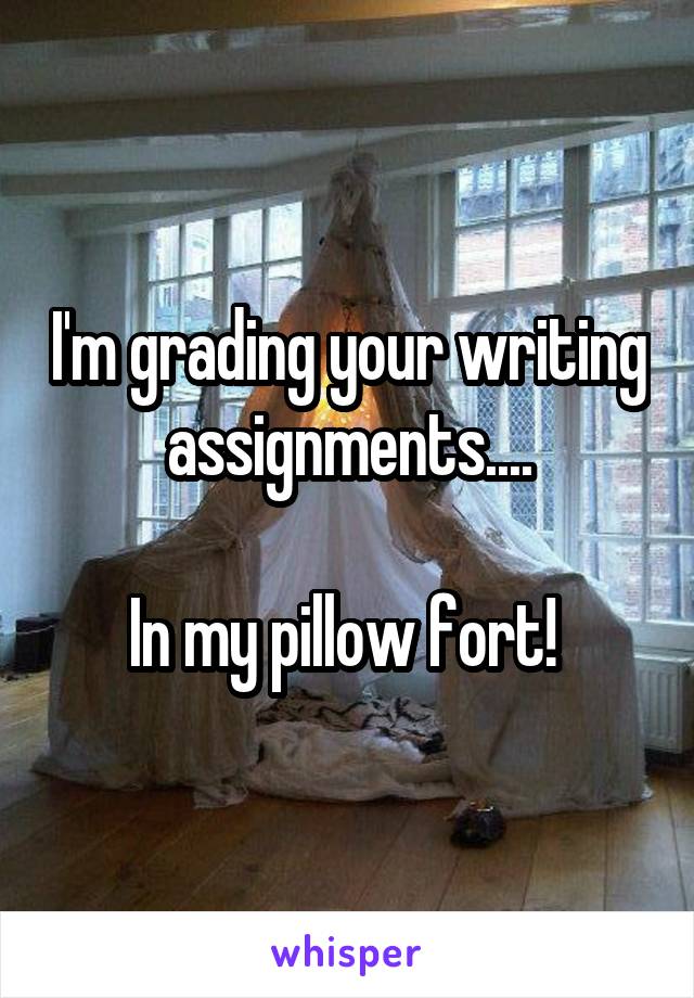 I'm grading your writing assignments....

In my pillow fort! 