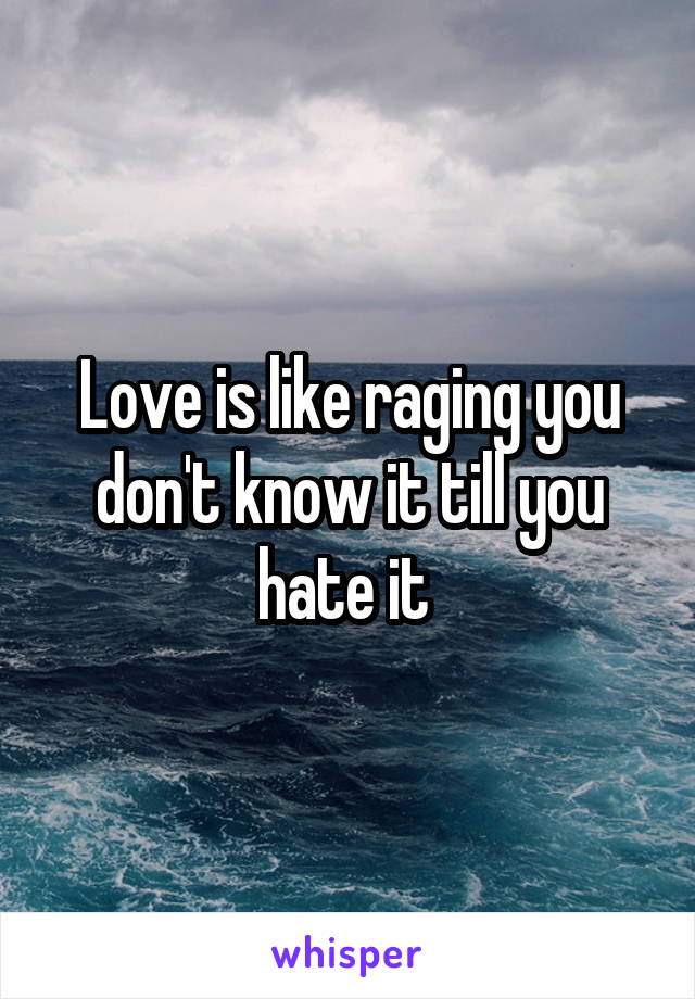 Love is like raging you don't know it till you hate it 