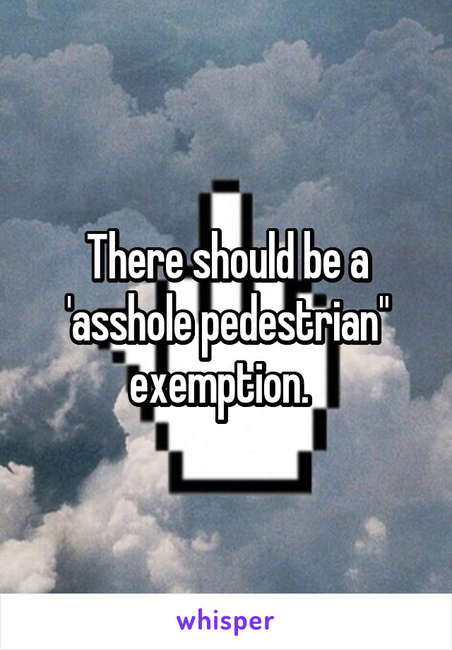 There should be a 'asshole pedestrian" exemption.  