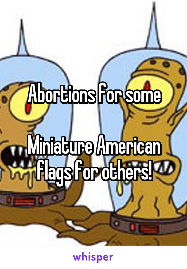 Abortions for some

Miniature American flags for others!
