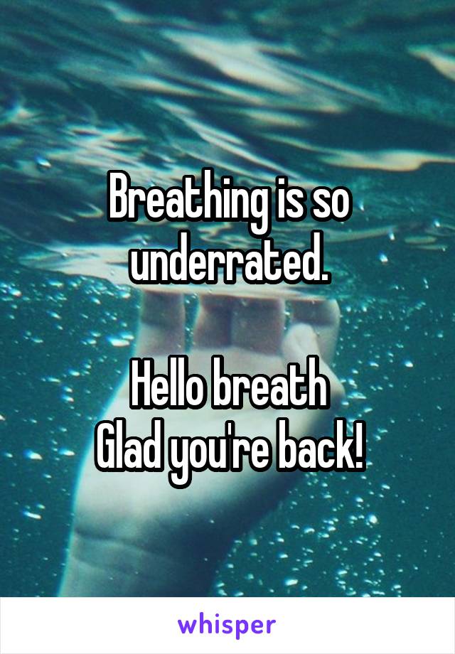 Breathing is so underrated.

Hello breath
Glad you're back!