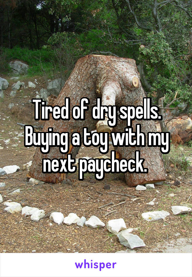 Tired of dry spells. Buying a toy with my next paycheck. 