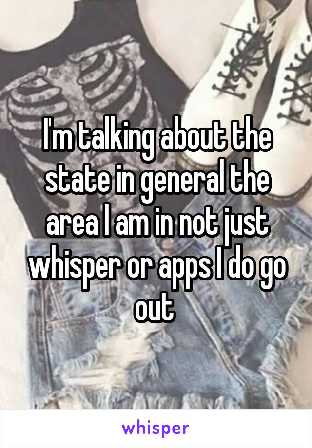 I'm talking about the state in general the area I am in not just whisper or apps I do go out 