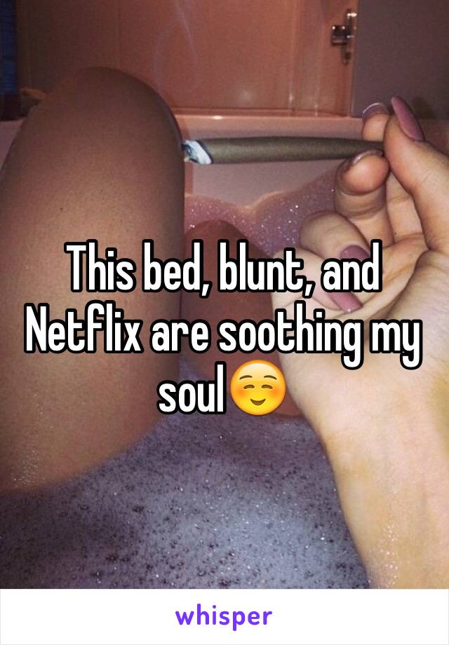 This bed, blunt, and Netflix are soothing my soul☺️