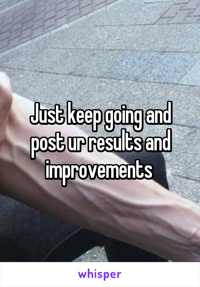 Just keep going and post ur results and improvements 