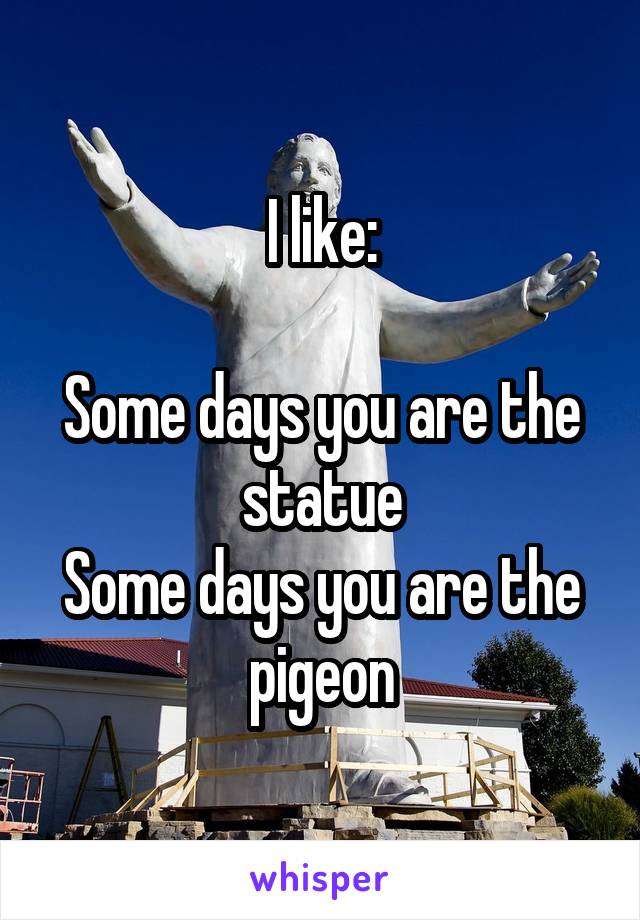I like:

Some days you are the statue
Some days you are the pigeon