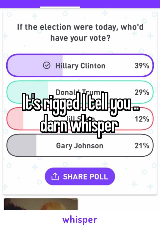 It's rigged I tell you .. darn whisper 