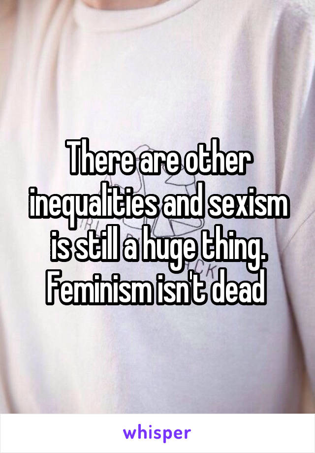 There are other inequalities and sexism is still a huge thing. Feminism isn't dead 