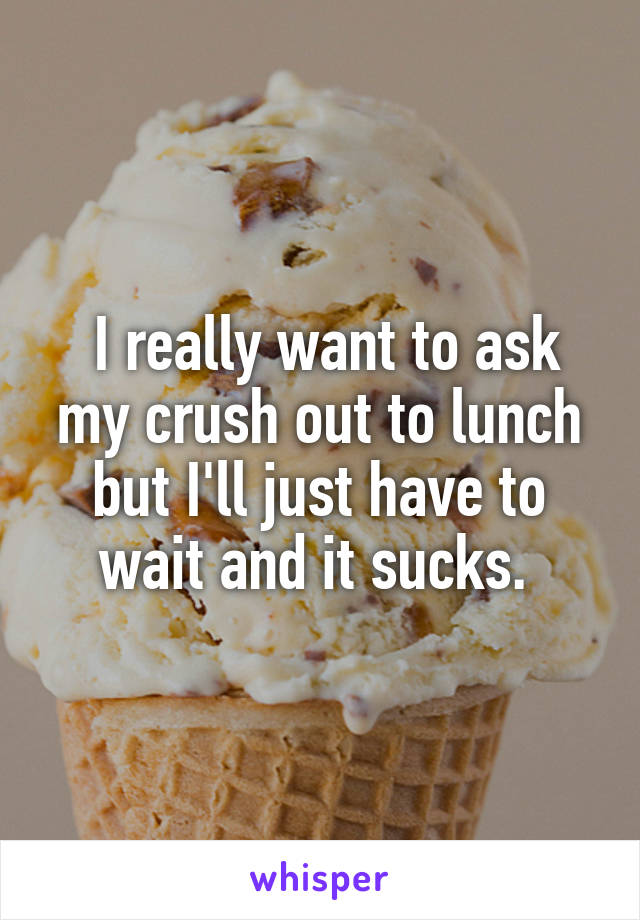  I really want to ask my crush out to lunch but I'll just have to wait and it sucks. 