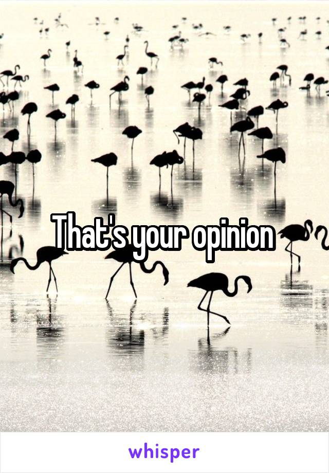 That's your opinion 