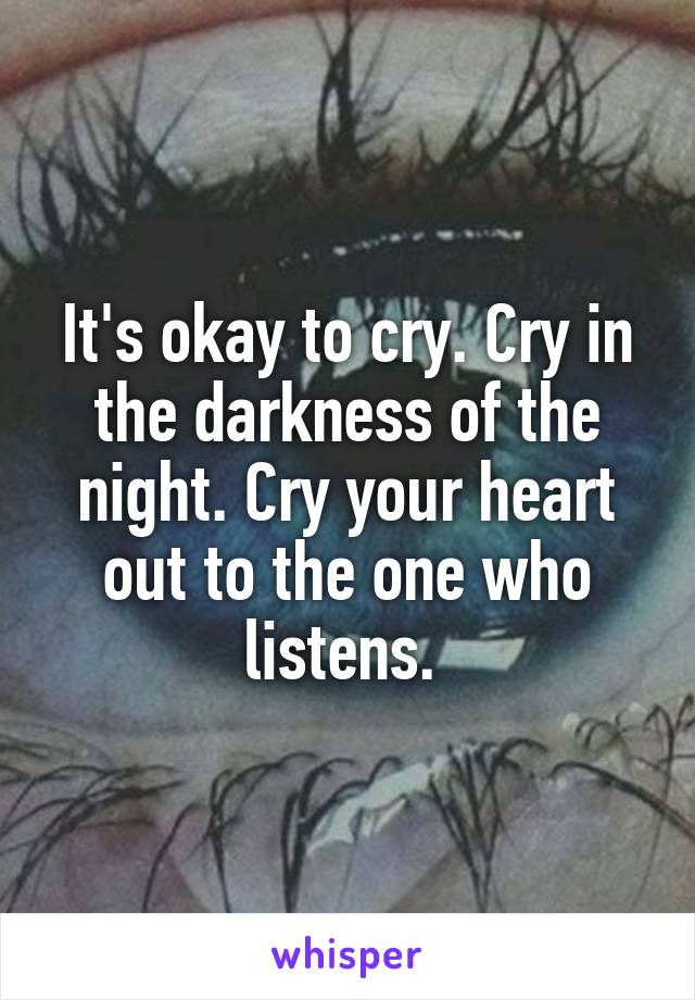 It's okay to cry. Cry in the darkness of the night. Cry your heart out to the one who listens. 