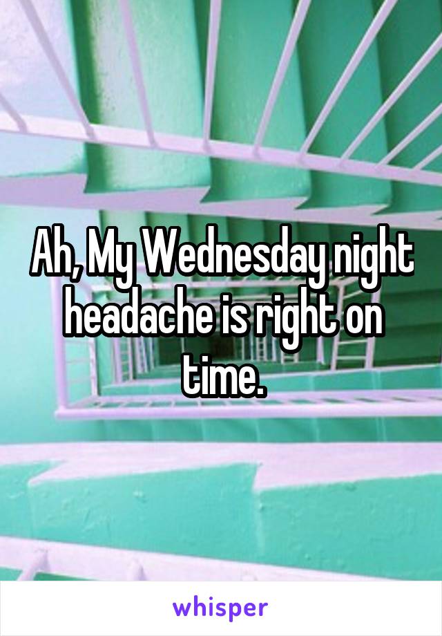 Ah, My Wednesday night headache is right on time.