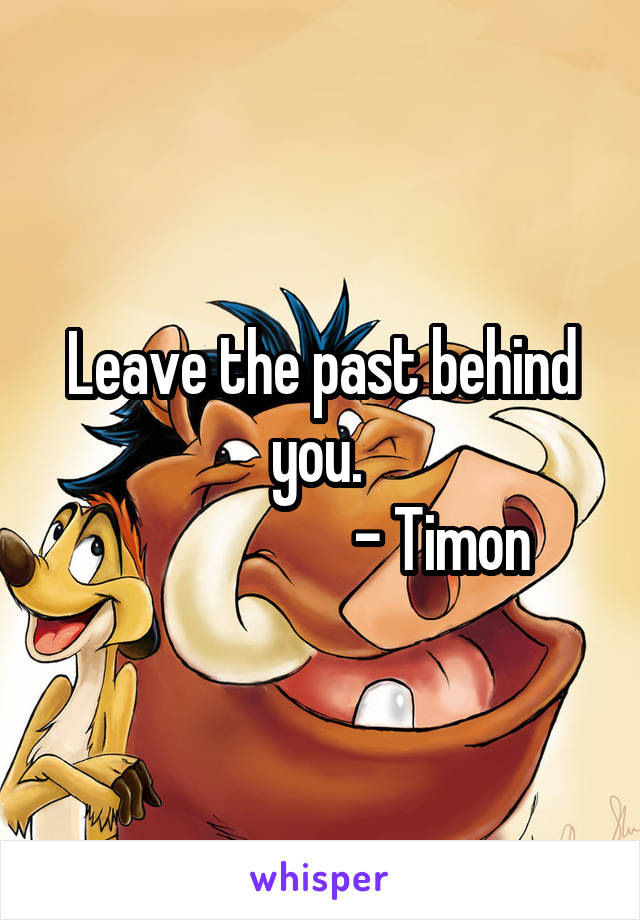 Leave the past behind you. 
                    - Timon
