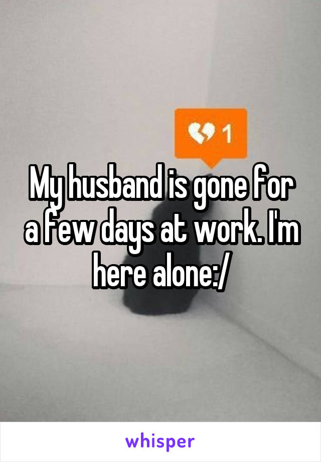 My husband is gone for a few days at work. I'm here alone:/