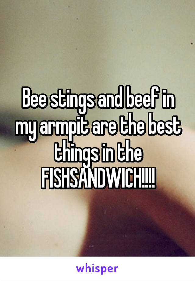 Bee stings and beef in my armpit are the best things in the FISHSANDWICH!!!!