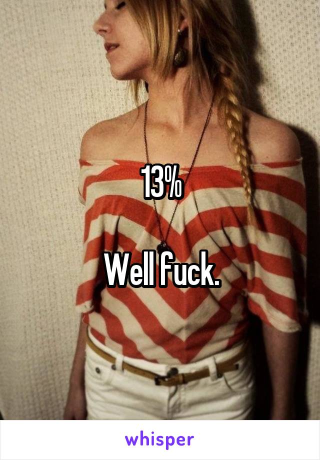 13%

Well fuck.